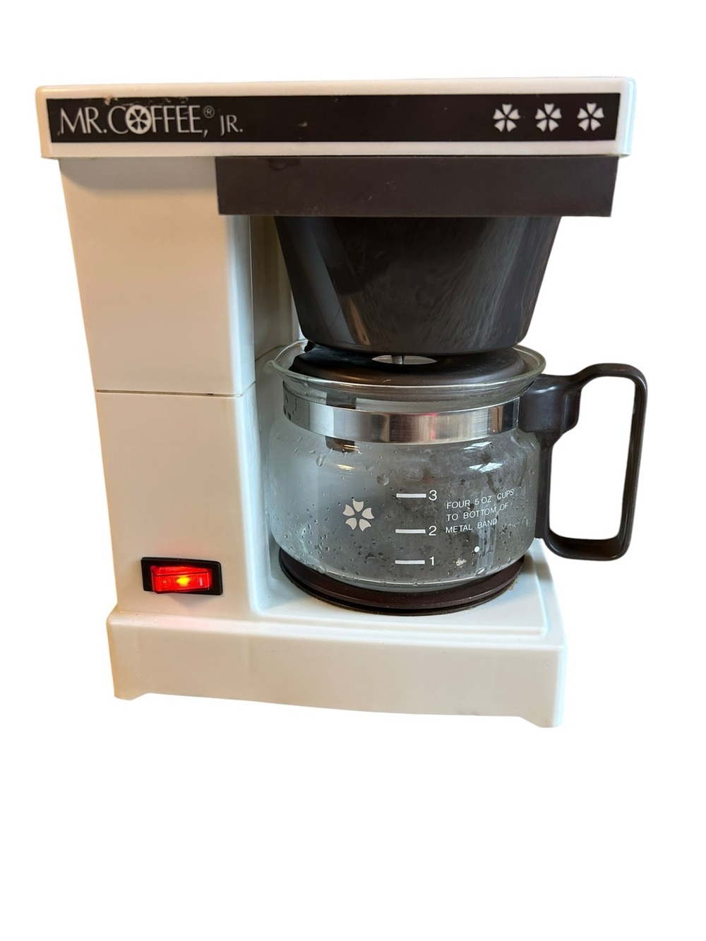 Vintage Mr. Coffee Jr. White Drip Coffee Maker with Glass Carafe